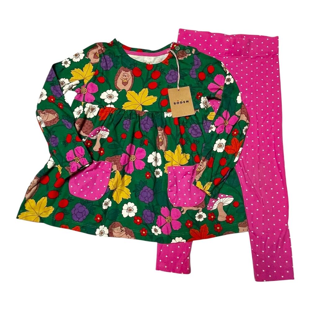 NWT Mini Boden Hedgehog Woodland Tunic Set Size 3/4